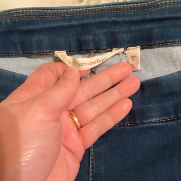 Soft Surroundings Denim Pull On Jeggings Stirrups stretch - Picture 7 of 9